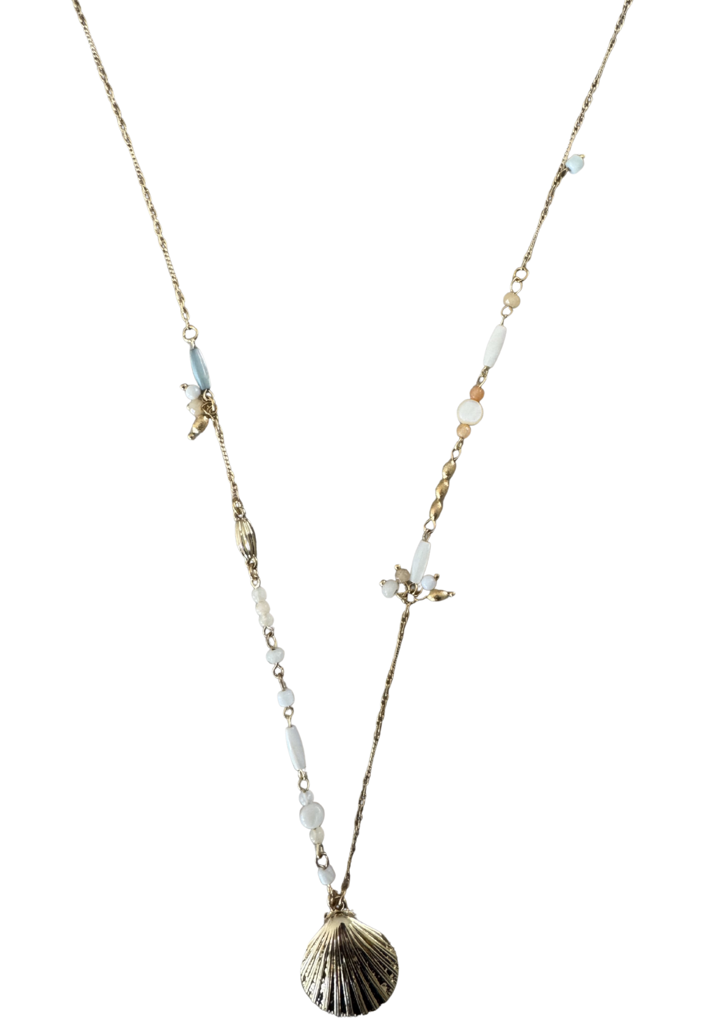 Leslii Damen Halskette mit Muschel-Anhänger & Perlen-Details – Maritimer Schmuck in Gold-Optik