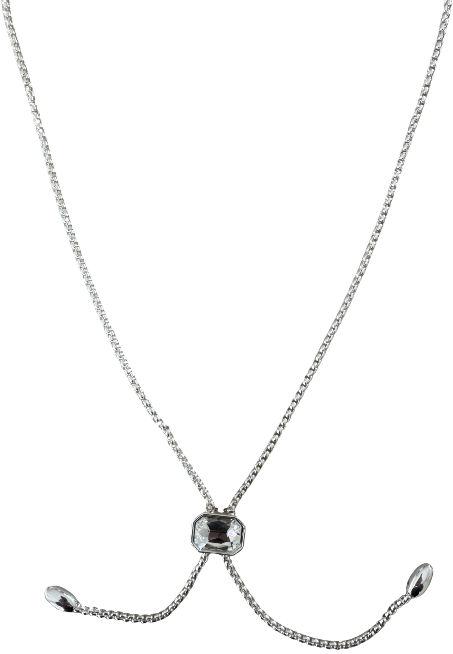 Leslii Damen Halskette mit Kristall-Element – Moderne Y-Kette in Silber-Optik