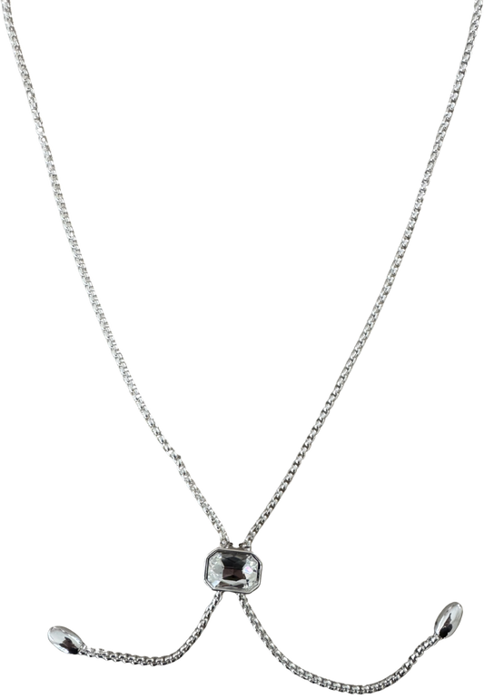 Leslii Damen Halskette mit Kristall-Element – Moderne Y-Kette in Silber-Optik