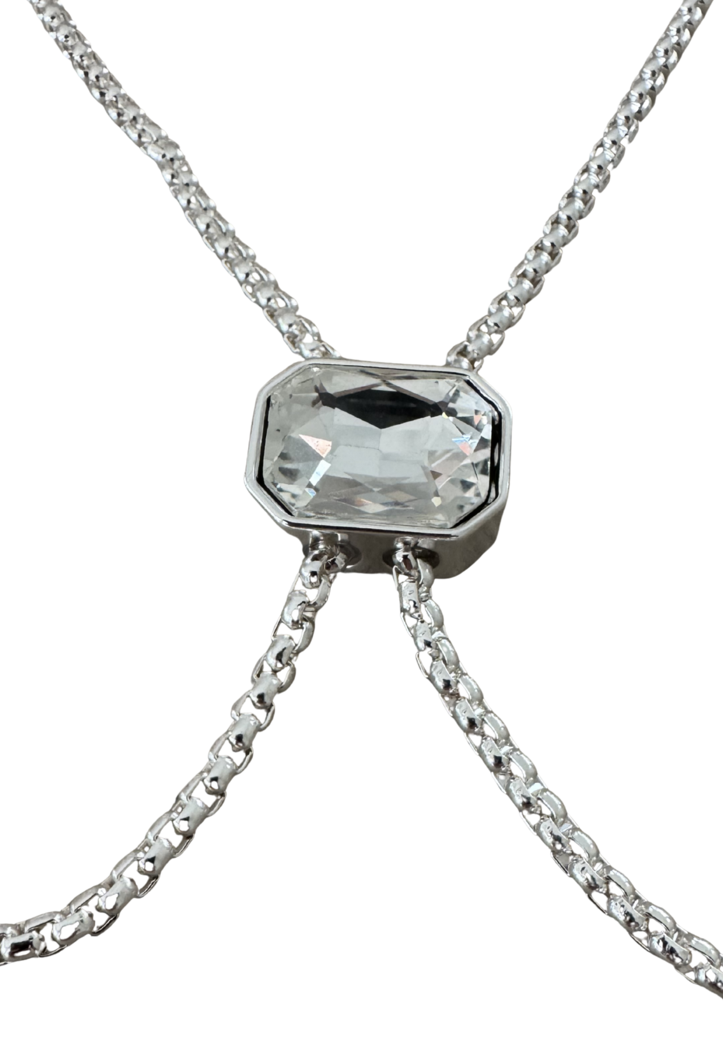 Leslii Damen Halskette mit Kristall-Element – Moderne Y-Kette in Silber-Optik