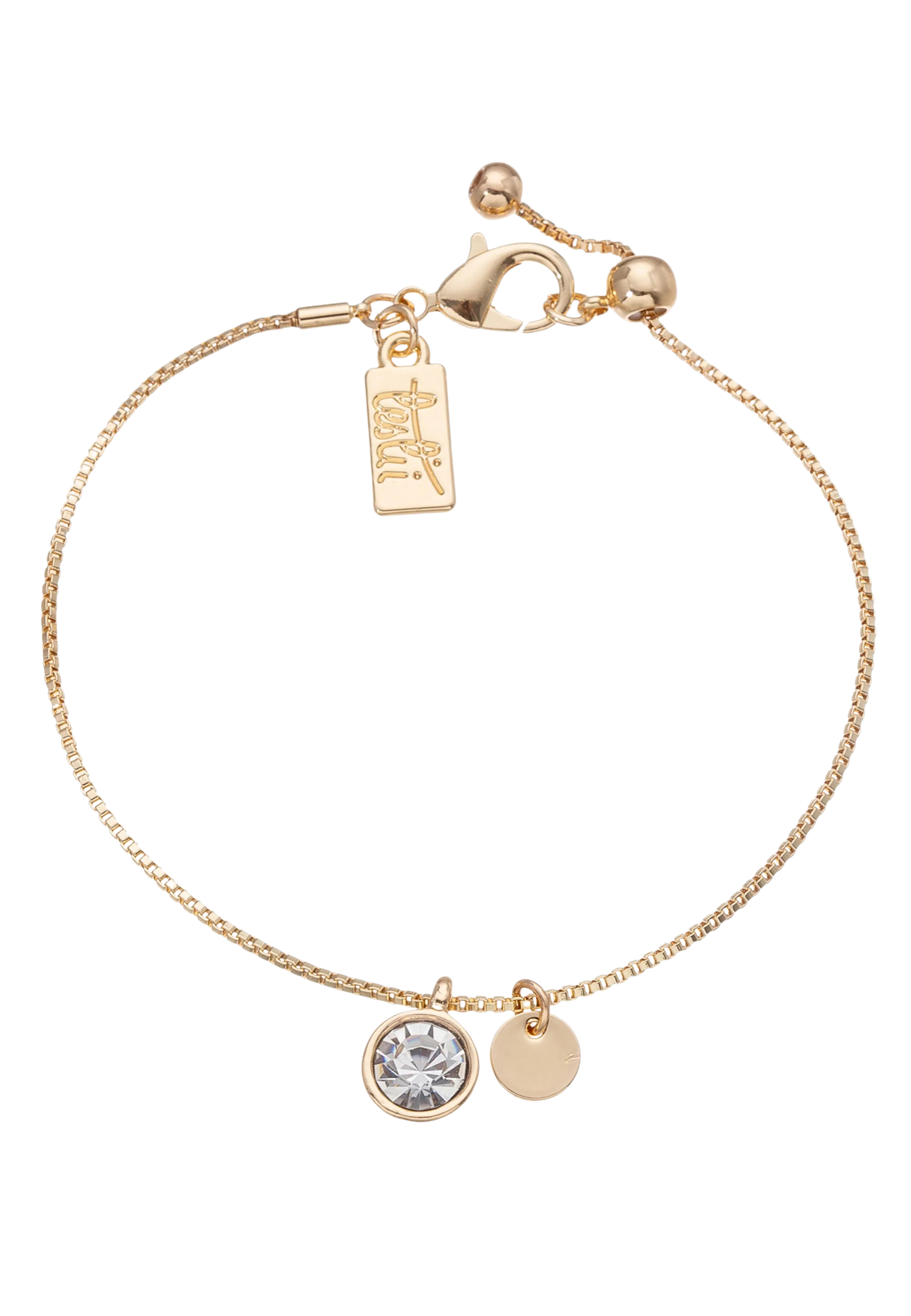 Leslii Damen Armband in Gold-Optik mit Kristall-Anhänger – Filigraner Schmuck mit funkelndem Akzent