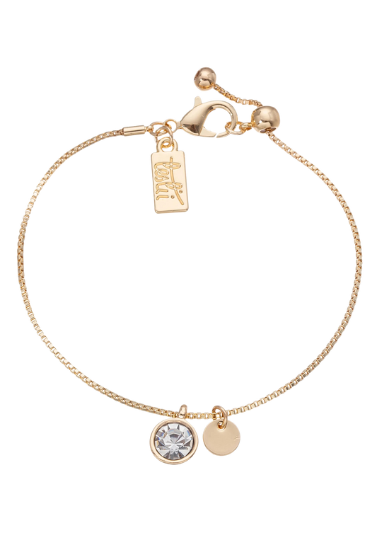 Leslii Damen Armband in Gold-Optik mit Kristall-Anhänger – Filigraner Schmuck mit funkelndem Akzent