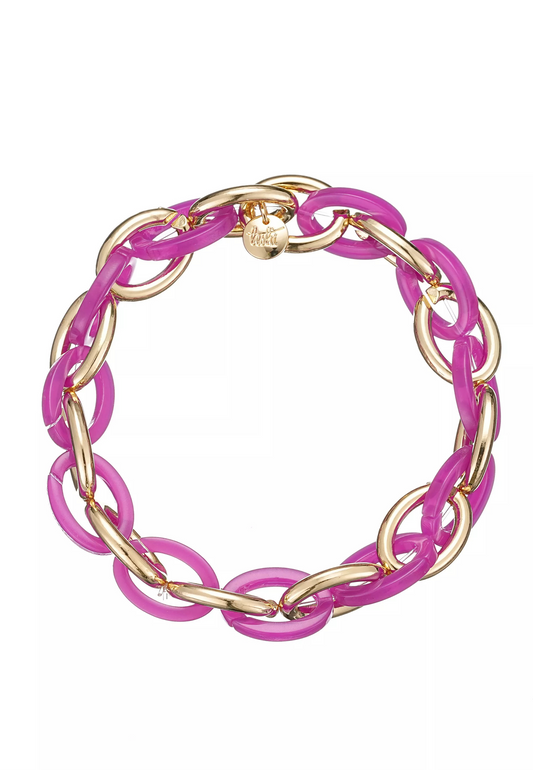 Leslii Damen Armband in Pink & Gold – Trendiges Gliederarmband mit Statement-Charakter