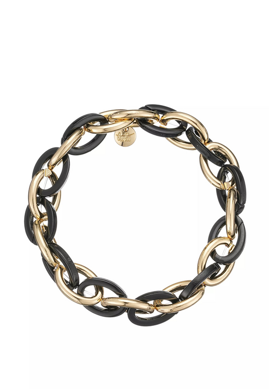 Leslii Damen Armband in Schwarz & Gold – Markantes Gliederarmband im Trend-Design