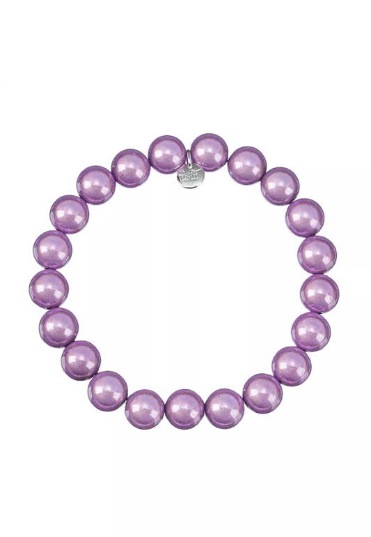 Leslii Damen Perlenarmband in Lila – Elegantes Statement-Armband mit glänzenden Kugelperlen