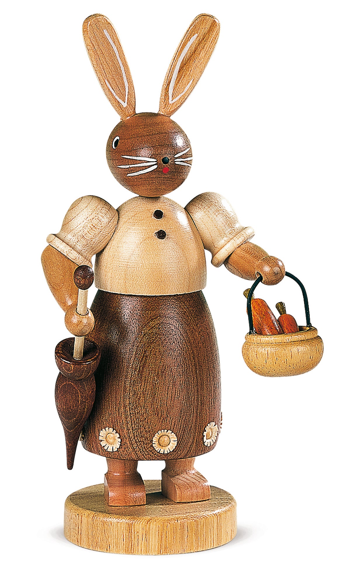 Häsin mit Schirm und Körbchen – 18 cm – Original von Müller Kleinkunst aus Seiffen