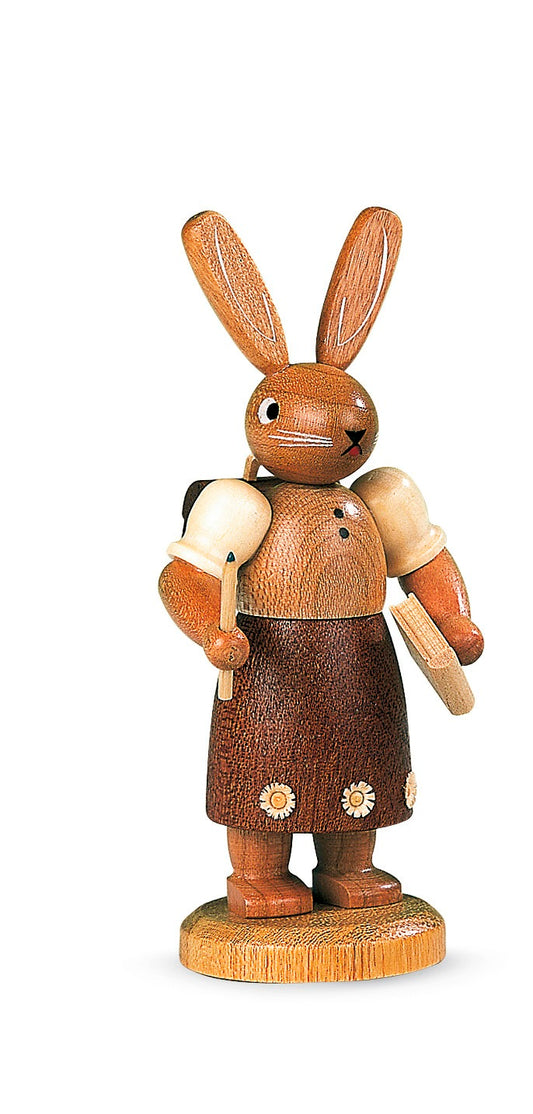 Häsin mit Schulbuch und Ranzen – 11 cm – Original von Müller Kleinkunst aus Seiffen