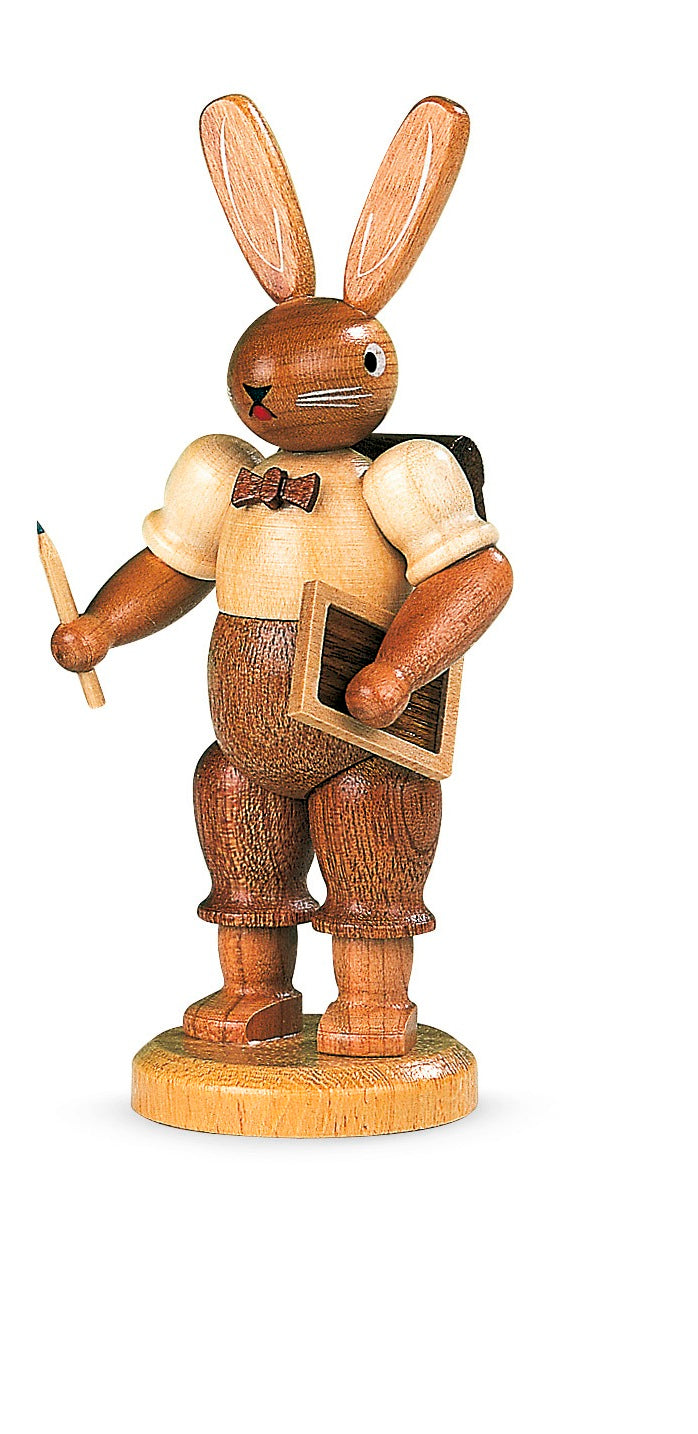 Osterhase mit Tafel und Stift – 11 cm – Original von Müller Kleinkunst aus Seiffen