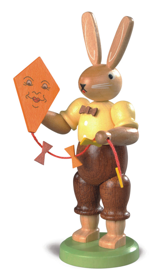 Osterhase mit Drachen – 11 cm – lasiert – Original von Müller Kleinkunst aus Seiffen