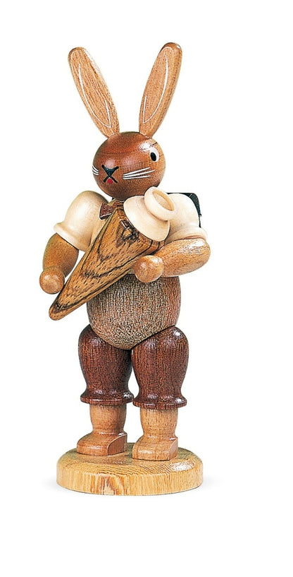 Osterhase mit Schultüte – 11 cm – Original von Müller Kleinkunst aus Seiffen