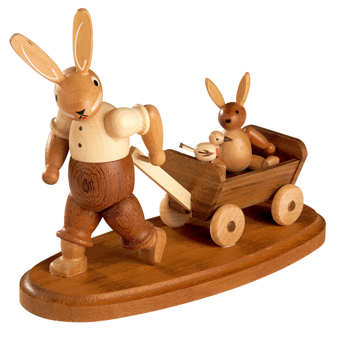 Osterhase mit Bollerwagen – 11 cm – Müller Kleinkunst Seiffen