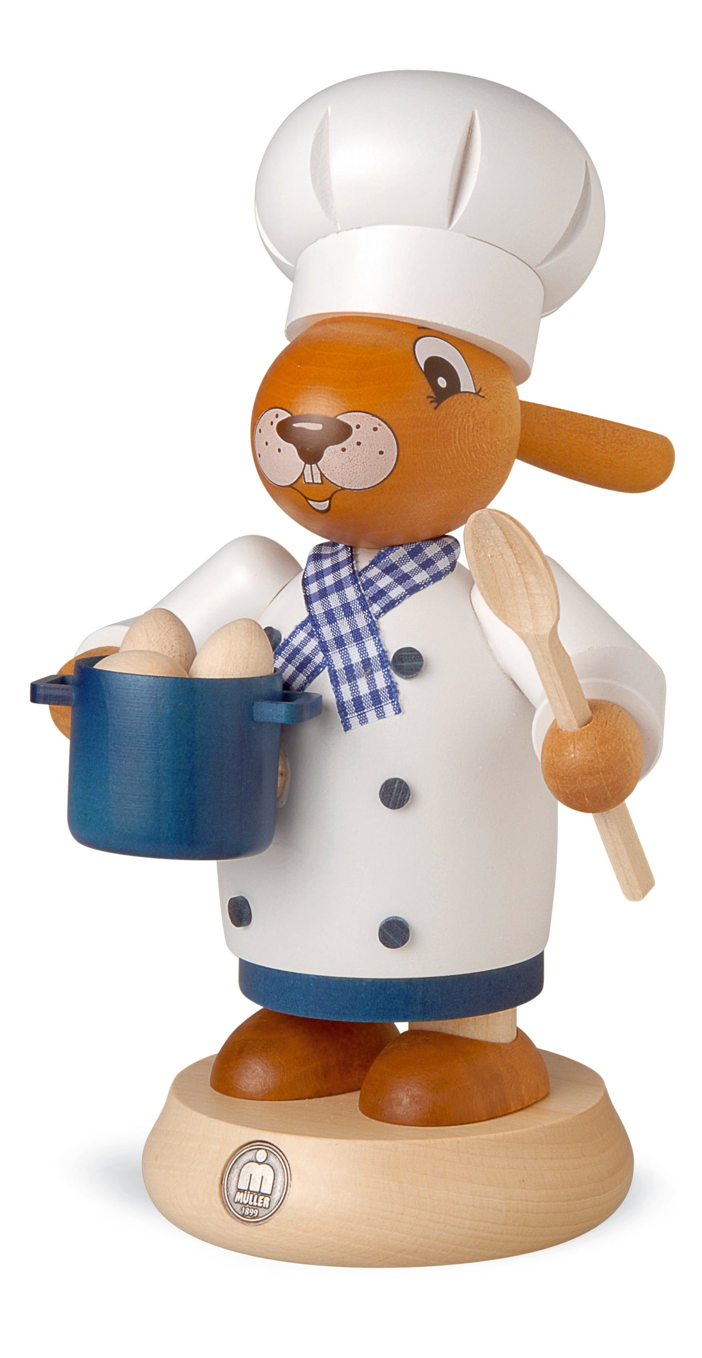 Räucherhase „Koch“ – 11 x 19 cm – Original Räucherfigur von Müller Kleinkunst aus Seiffen