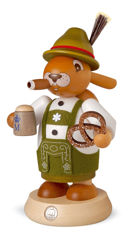 Räucherhase „Bayer“ – 11 x 18 cm – Original Räucherfigur von Müller Kleinkunst aus Seiffen