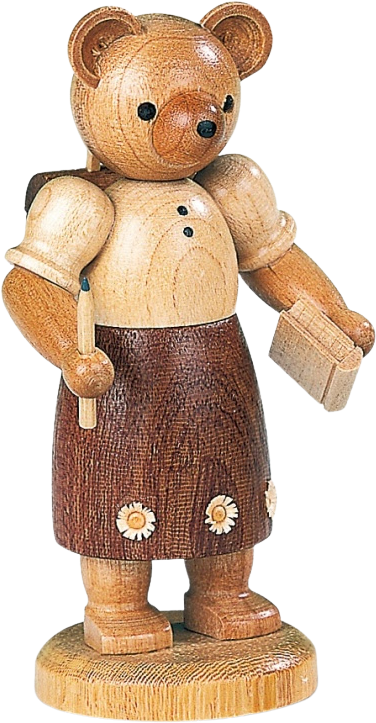 Bärin mit Buch & Pinsel – 10 cm Holzfigur von Müller Kleinkunst aus Seiffen