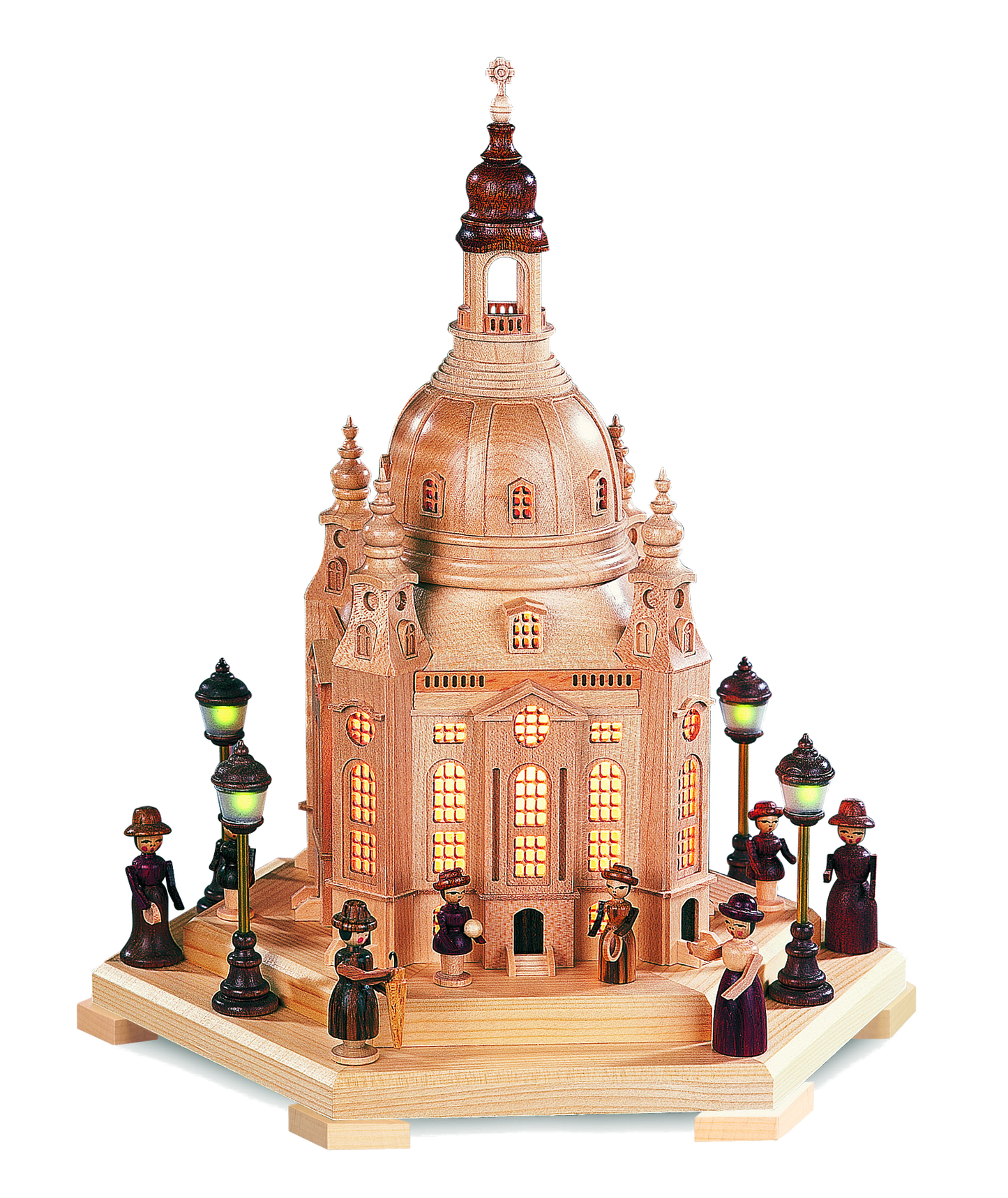 Frauenkirche Dresden – Holzkunst mit Beleuchtung von Müller Kleinkunst (Seiffen)