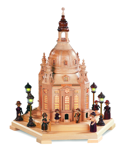 Frauenkirche Dresden – Holzkunst mit Beleuchtung von Müller Kleinkunst (Seiffen)