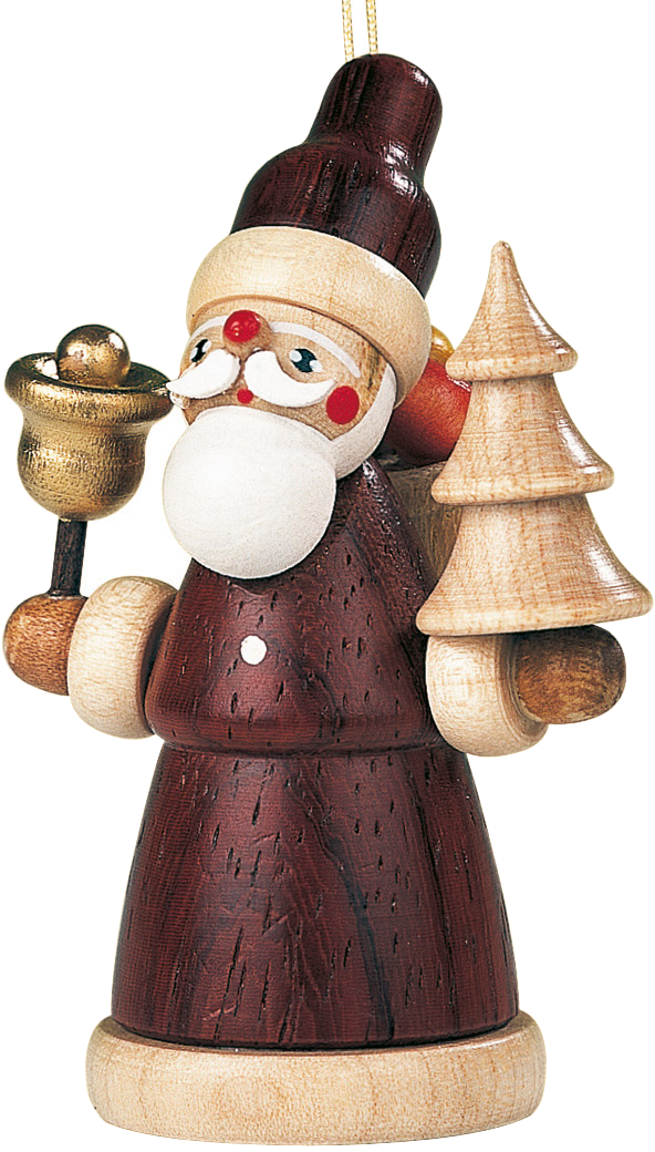 Christbaumschmuck Weihnachtsmann naturbraun – 8 cm – Müller Kleinkunst Seiffen
