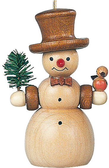 Christbaumschmuck Schneemann natur – 8 cm – Müller Kleinkunst Seiffen