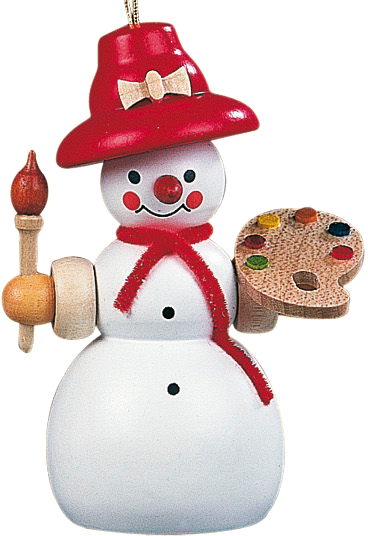 Christbaumschmuck Schneemann Maler – 8 cm – Müller Kleinkunst Seiffen