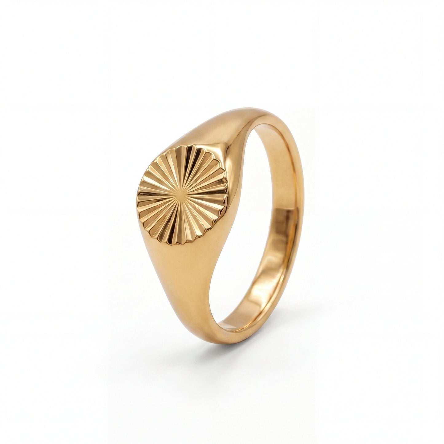 Ring Karl – 18K Gold Vermeil Siegelring mit Sunburst-Gravur